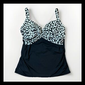 Lands’ End Animal Print Tankini Swim Top | Size 6 | Black and White